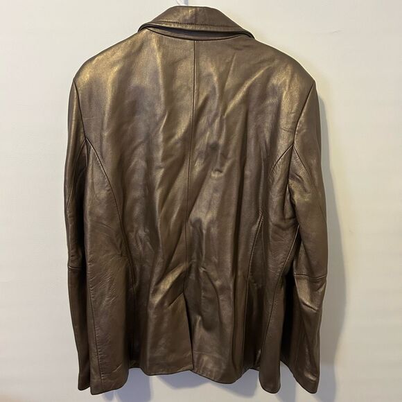 Worthington Genuine Lambskin Leather Coat Jacket Women’s XL metallic gold money - Picture 7 of 8